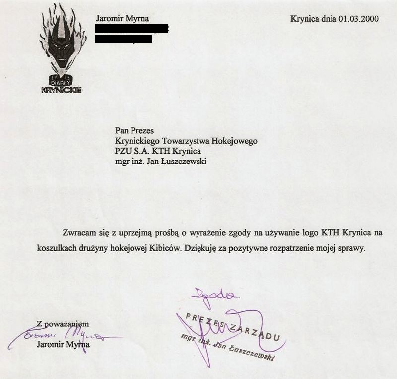 2000 - Pismo do KTH w sprawie logo KTH