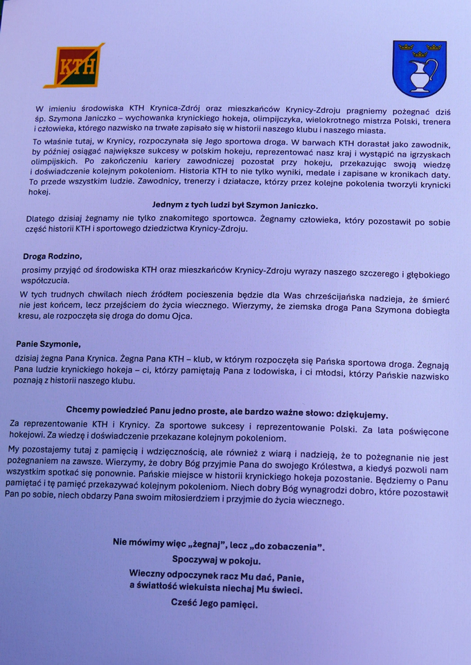 pożegnanie Szymona Janiczko