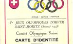 karta identyfikacyjna Stefana Csoricha na olimpiad w St. Moritz w 1948r.