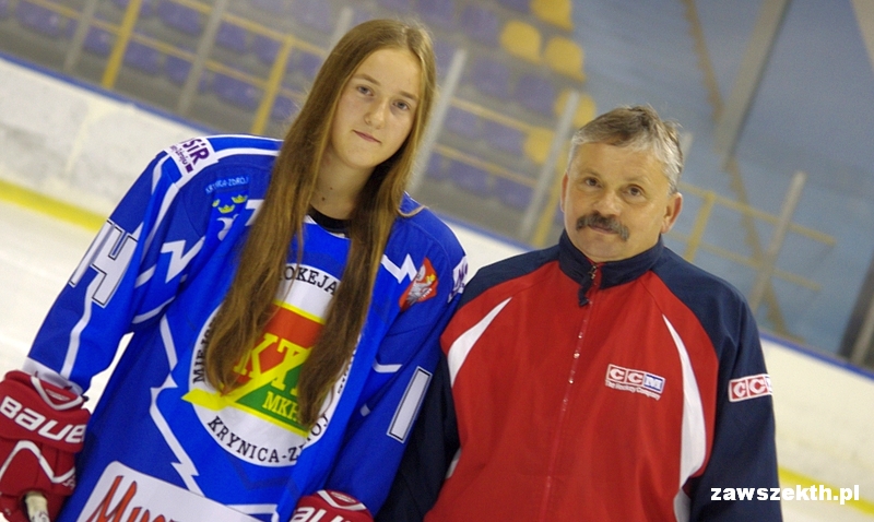 Zuzanna Baran z trenerem Januszem Piro (MKHL Krynica)